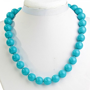 Collana di turchese azzurro a sfere da 14 mm, lunghezza 49 cm