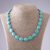 Collana in turchese verde con venature, grani ovali 13×17 mm, lunghezza 50 cm
