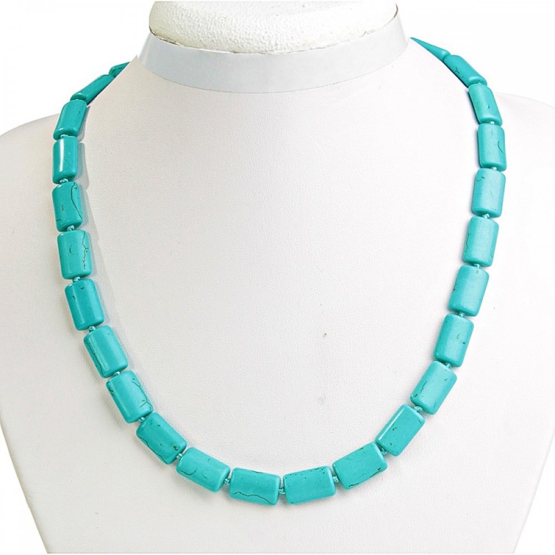 Collana in turchese con venature rettangolari 10×15 mm, lunghezza 48 cm