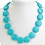 Collana in turchese azzurro (artificiale) moneta 22 mm, lunghezza 45 cm