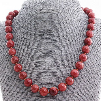 Collana di avventurina sintetica «Sabbia dorata» palline da 12 mm, lunghezza 50 cm+