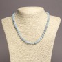 Collana in acquamarina con perle lisce, diametro 6 mm, lunghezza 45 cm +/-