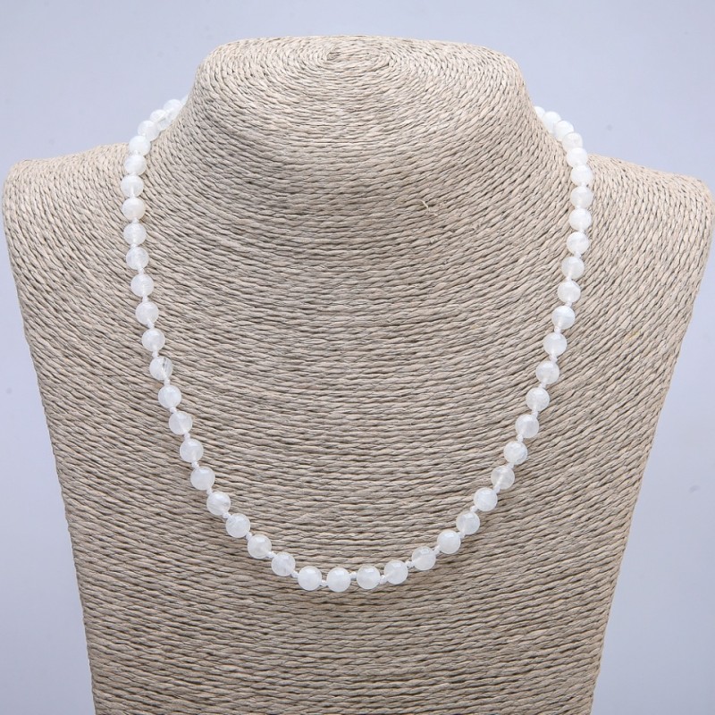 Collana in adularite, sfere lisce, diametro 8 mm, lunghezza 45 cm +