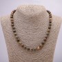 Collana in diaspro Picasso, perle lisce da 8 mm, lunghezza 45 cm +