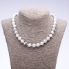 Collana in pietra naturale kaolinite, perle sfaccettate, diametro 10 mm, lunghezza 45 cm