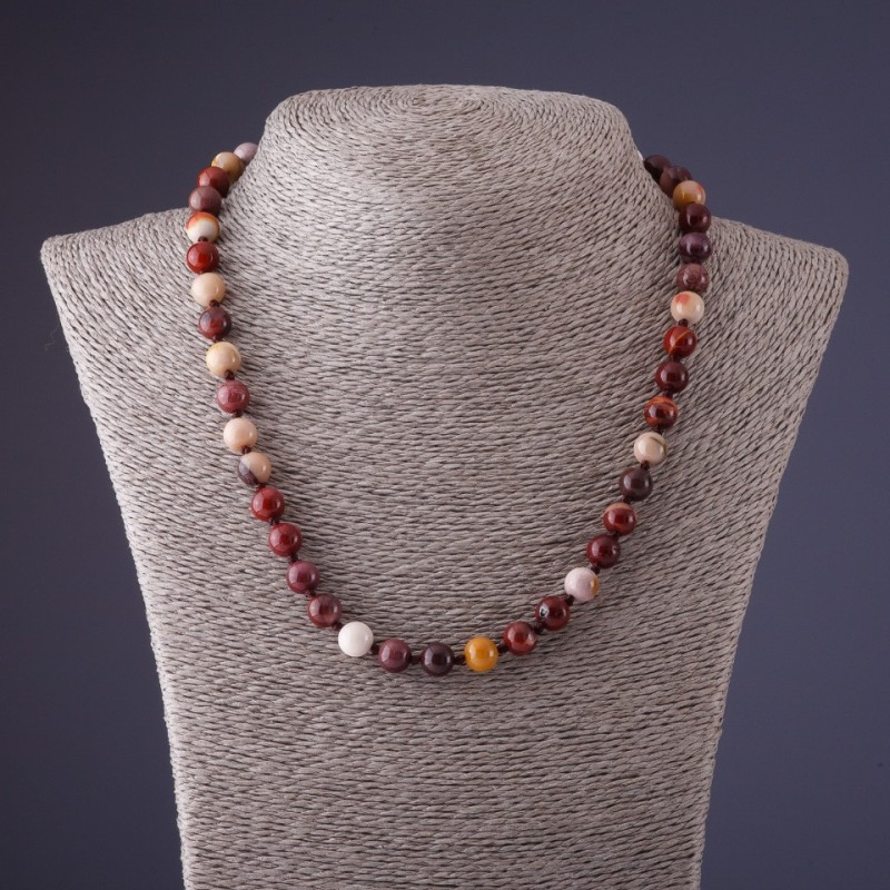 Collana in Diaspro Mookaite, lunghezza 45 cm, diametro 8 mm