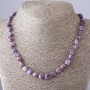 Collana in charoite levigata, lunghezza 48 cm, diametro 6-9 mm