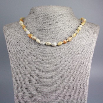 Collana di corallo fossilizzato con perle sfaccettate, diametro 9×7 mm, lunghezza 48 cm
