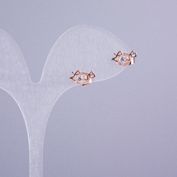 Orecchini a lobo Xuping oro 18K placcato con pietre bianche «Love» 11x5 mm