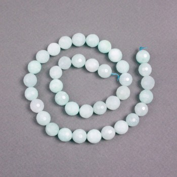 Perle angelite naturali su filo, sfere sfaccettate, diametro 10 mm, lunghezza 38 cm ±