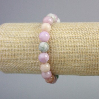Bracciale colorato in giadeite con sfere lisce, diametro 10 mm ±, lunghezza 18 cm ± (elastico)