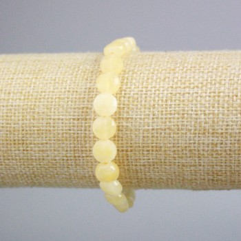 Bracciale Citrino a monete sfaccettate, diametro 8,5 mm, lunghezza 18 cm, elastico