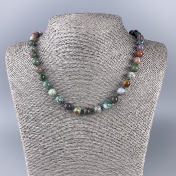 Collana di diaspro naturale con sfere lisce, diametro 8,5 mm, lunghezza 52 cm ±