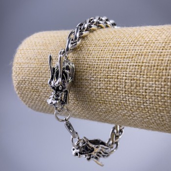 Bracciale a catena «Drago» metallo argentato 10,5×30 mm, spessore 8 mm, lunghezza 21 cm +