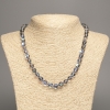 Collana in vetro opalescente grigio camaleonte, perle lisce, diametro 8 mm ±, lunghezza 49 cm ±