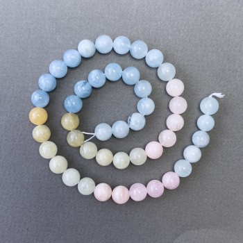Perle di Morganite naturali lisce, sfera, diametro 8,5 mm, lunghezza 40 cm ±