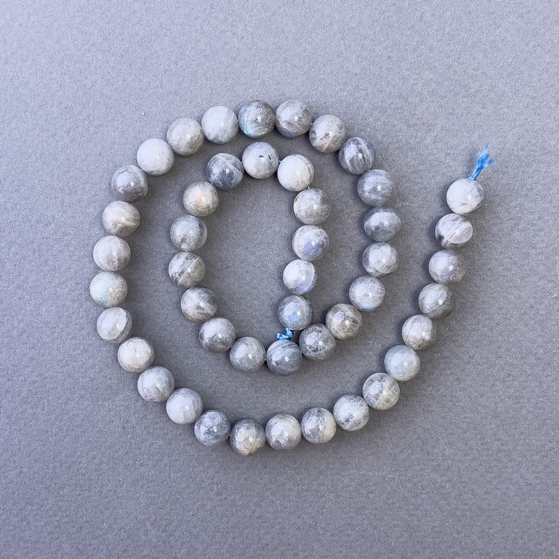 Perline Labradorite naturali, sfere lisce, diametro 8,5 mm, lunghezza 39 cm