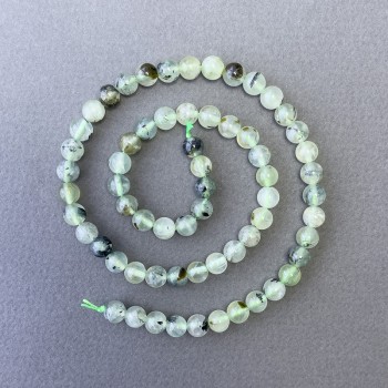Perline di prehnite, pietra naturale, sfere lisce, diametro 6,5 mm ±, lunghezza 40 cm ±