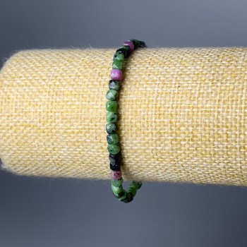 Bracciale in zoisite naturale con cubi sfaccettati da 4 mm ±, lunghezza 18 cm (elasticato)