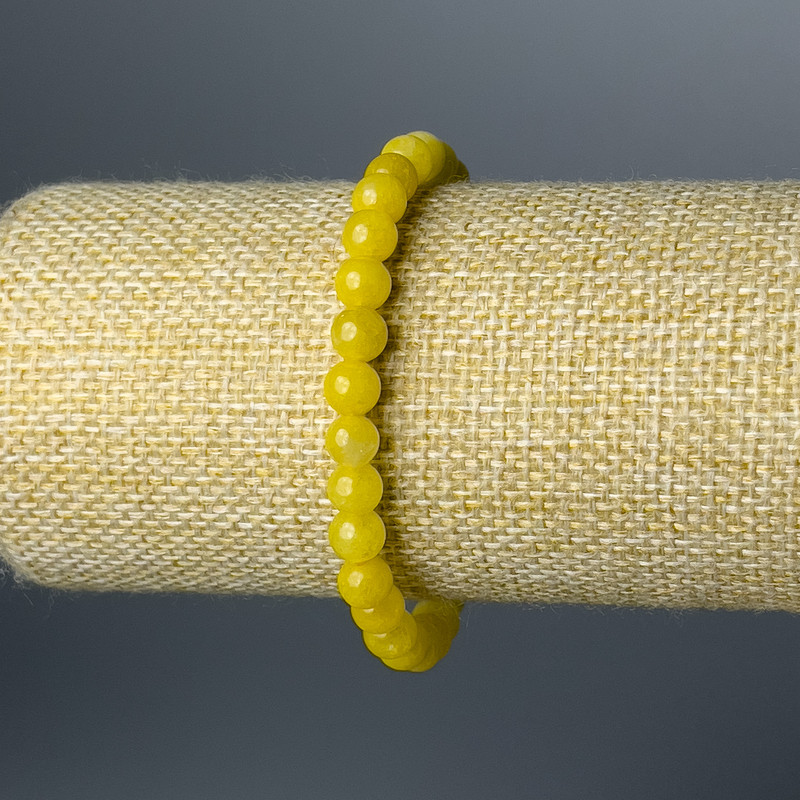 Bracciale in citrino con perle lisce, diametro 6,5 mm ±, lunghezza 18 cm (elastico)
