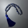 Rosario in sodalite, pietra naturale, perle lisce, diametro 8,5 mm ±, 33 perle, con inserti metallici