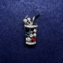 Spilla Cocktail con strass multicolori e perline, metallo argentato 15×35 mm