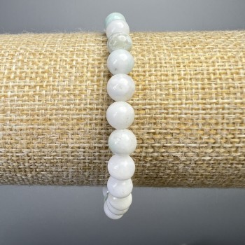 Bracciale in emimorfite naturale con perline lisce, diametro 6,5 mm, lunghezza 18 cm +/- (elastico)