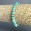 Braccialetto in amazonite, pietra naturale a forma di disco, diametro 6×3 mm, lunghezza 18 cm ± (elastico) con perline di rocailles