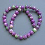 Perle «Variscite» (in acrilico artificiale) viola, bianche e verdi, palline lisce, diametro 10,5 mm, lunghezza 40 cm ± su filo