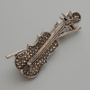 Spilla-ciondolo Violino con strass neri, metallo argentato 20×45 mm
