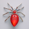 Spilla-pendente Ragno con cristallo rosso, strass multicolori, metallo argentato 56×64 mm