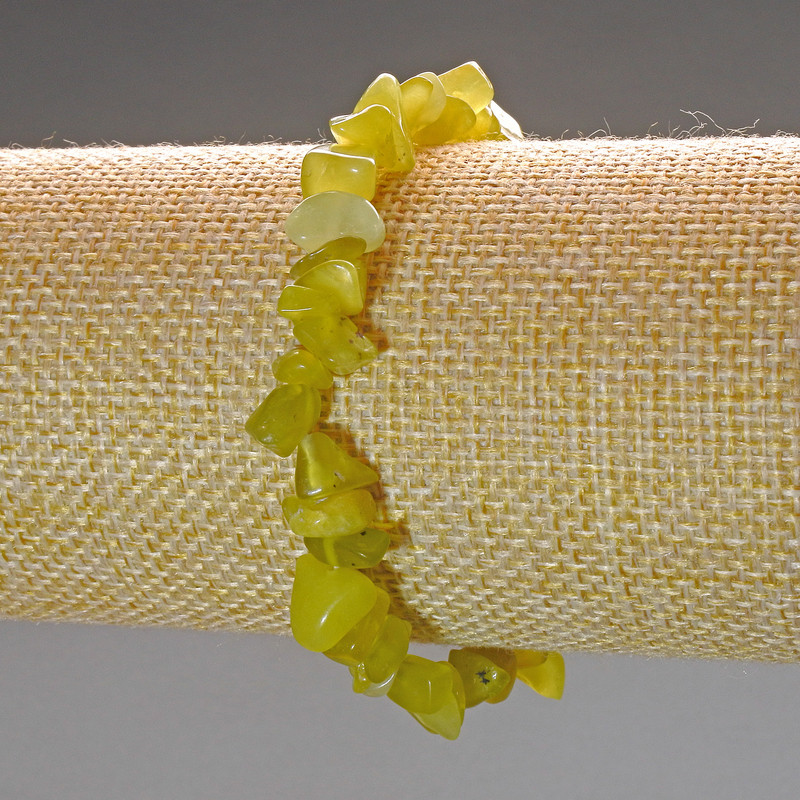 Bracciale in giadeite gialla a granuli, diametro 10×4 mm, lunghezza 18 cm (elastico)